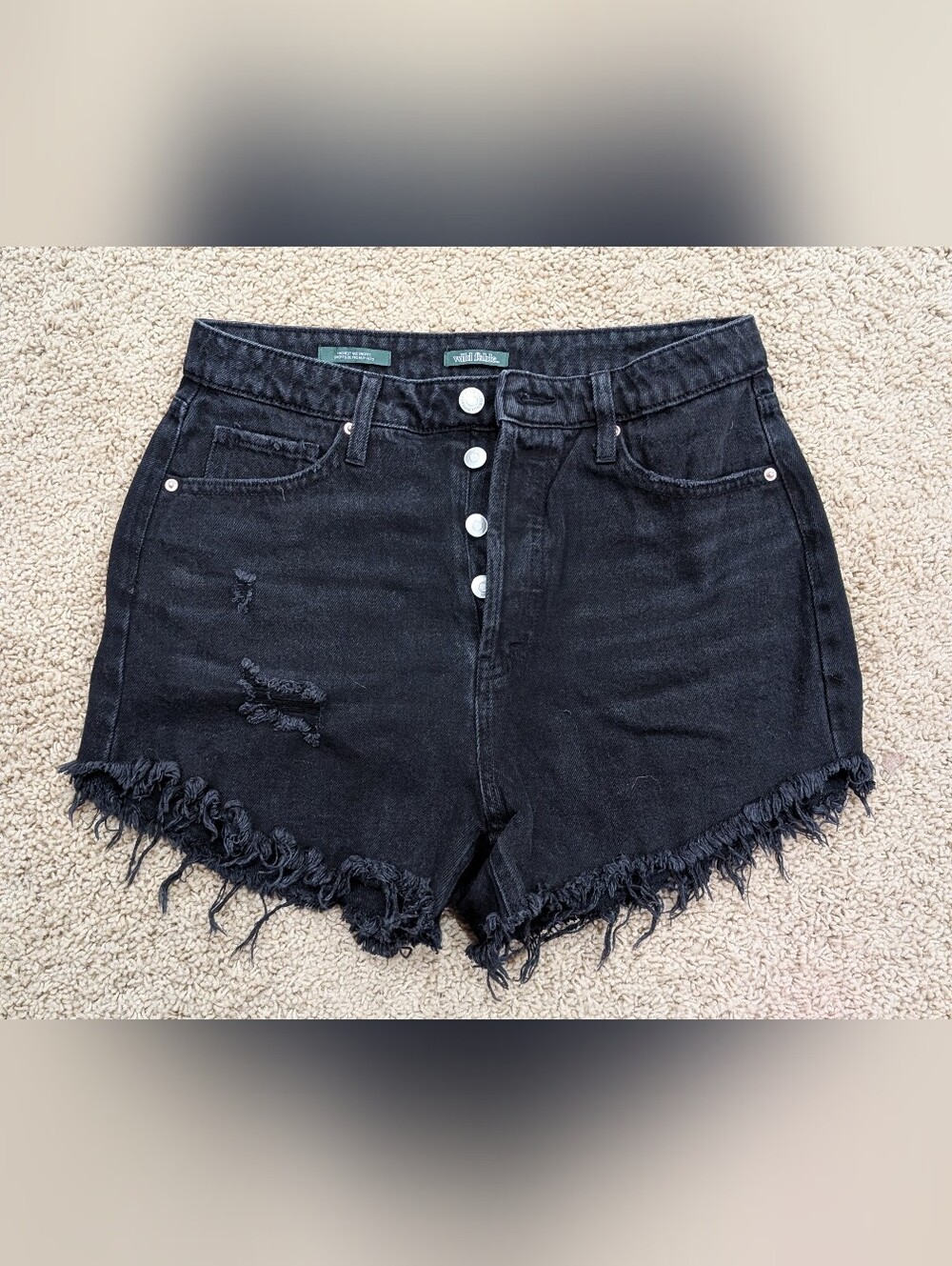 wild fable | Black Frayed High-Rise Button-Fly Denim Shorts | Size 6